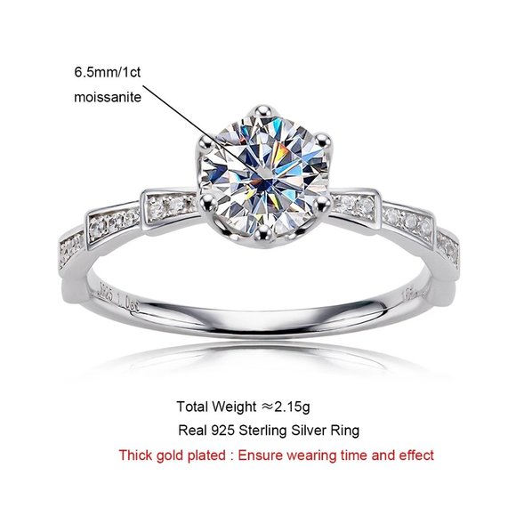 Certified 1ct. t.w. Moissanite Diamond Engagement Ring NEW E - Picture 5 of 13